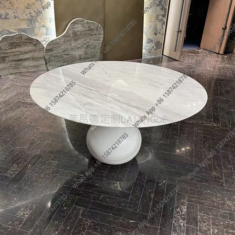 Italian minimalist natural marble drop-shaped luxury villa model room creative dining table custom design dining table