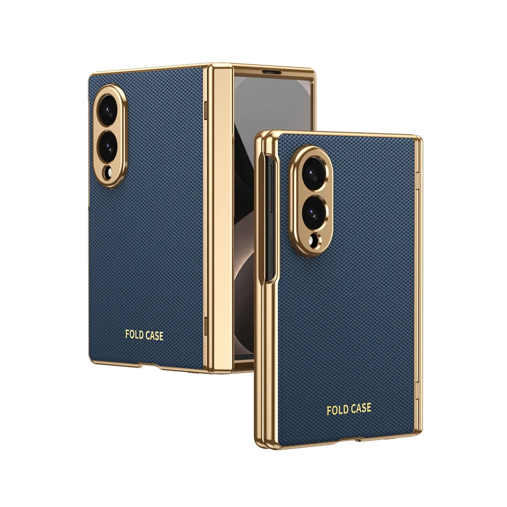 Luxury Electroplated PU Leather Hinge Protection Phone Case For Samsung Galaxy Z Fold 8 Ultra 7 6 5 4 3 Screen Protect Cover