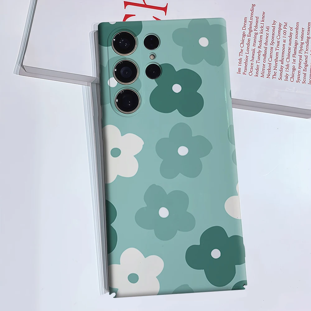 Green Mint Ditsy Floral Phone Case for Samsung Galaxy S26 S25 Ultra S24 S23 Ultra Plus Glossy Double-layer Back Cover