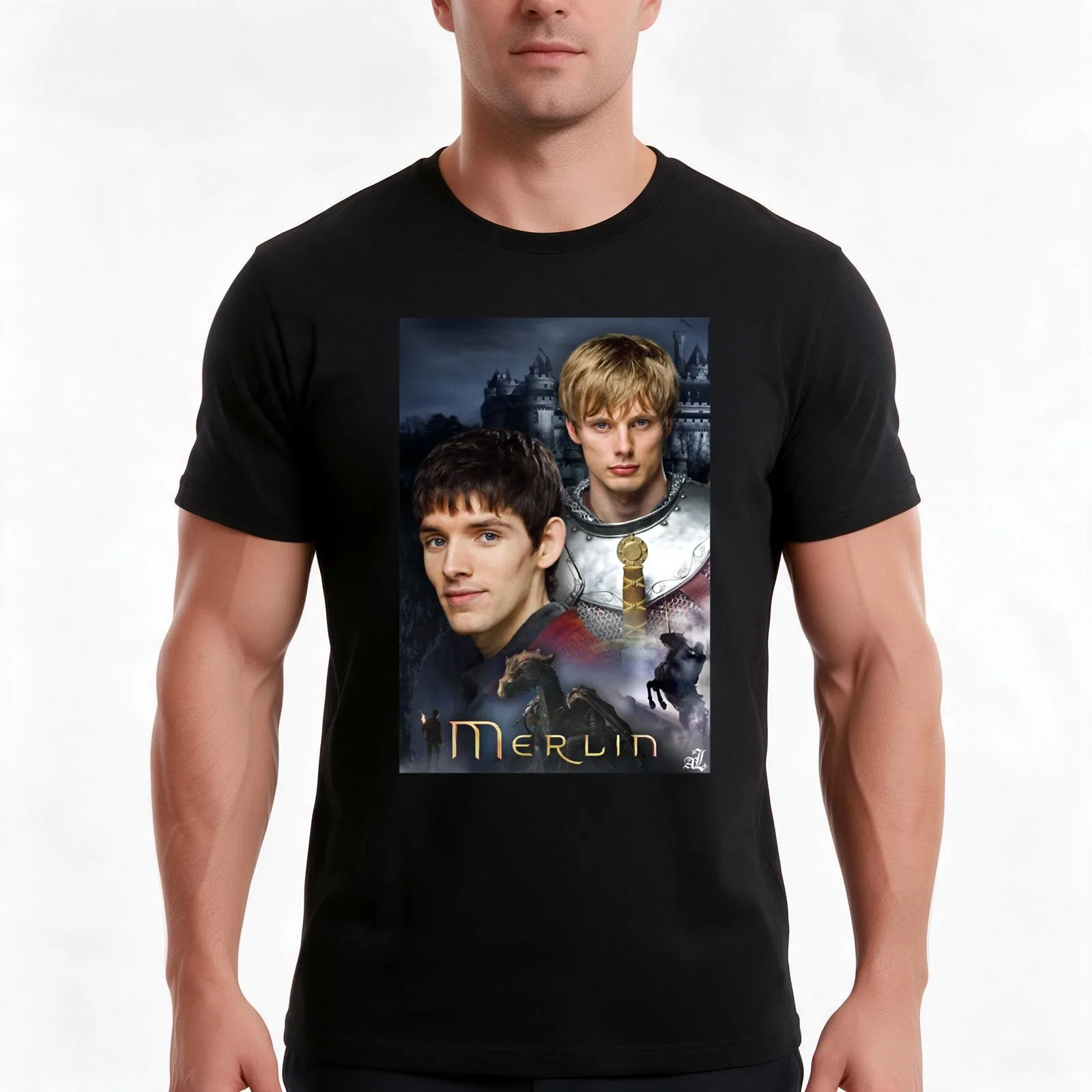 The Next Things Bbc Merlin Great Depression T-Shirt, Summer Casual Cotton Tee, Oversized Streetwear Tops, Vintage Graphic Print