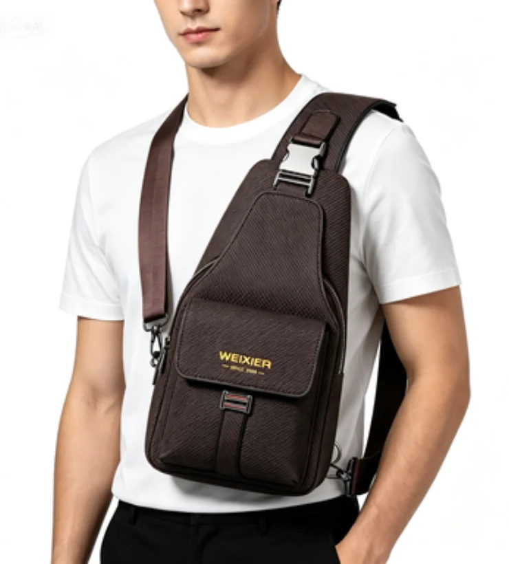 PU leather multi-functional men's simple chest bag, waterproof, wear-resistant, lightweight lock anti-theft crossbody bags сумки