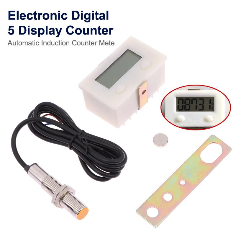 Electronic Digital 5 Display Counter Proximity Industrial Magnetic Sensor Switch Punch Counter Automatic Induction Counter Meter