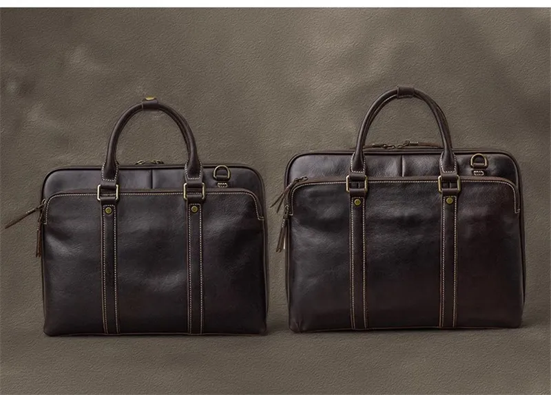 Negócios do vintage feito à mão de couro genuíno das mulheres dos homens maleta trabalho bolsa moda luxo real portátil saco do mensageiro