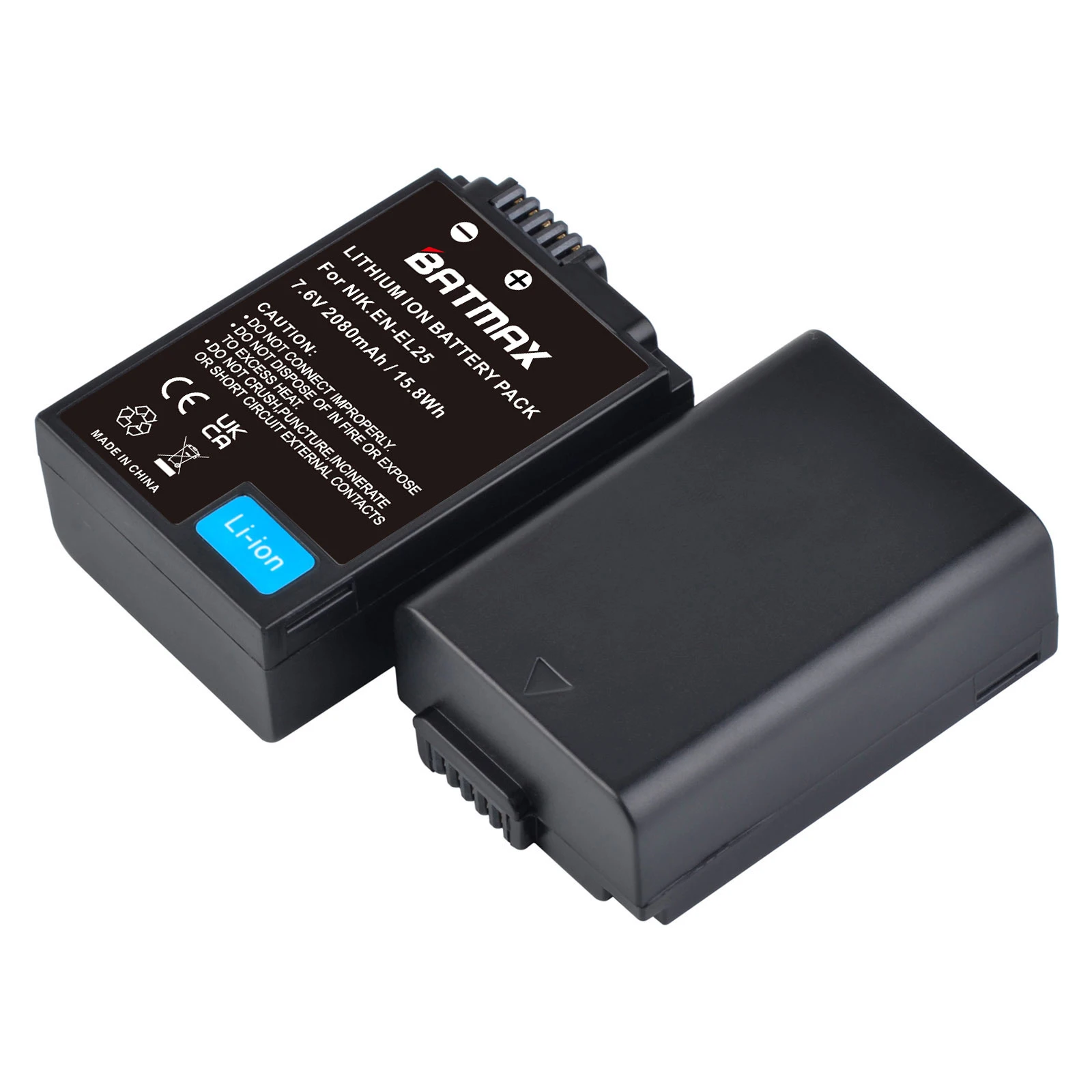 Batmax EN-EL25 EN EL25 Battery 2080mAh + LED Dual Charger for Nikon Z50, Z50 II, Z30,ZFC Camera MH-32 charger