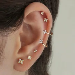 Dainty Flower Earclip Earrings for Women Piercing Cartilage Ear Ring Cute Zircon Gold Color Women's Aesthetic Jewelry KDE028