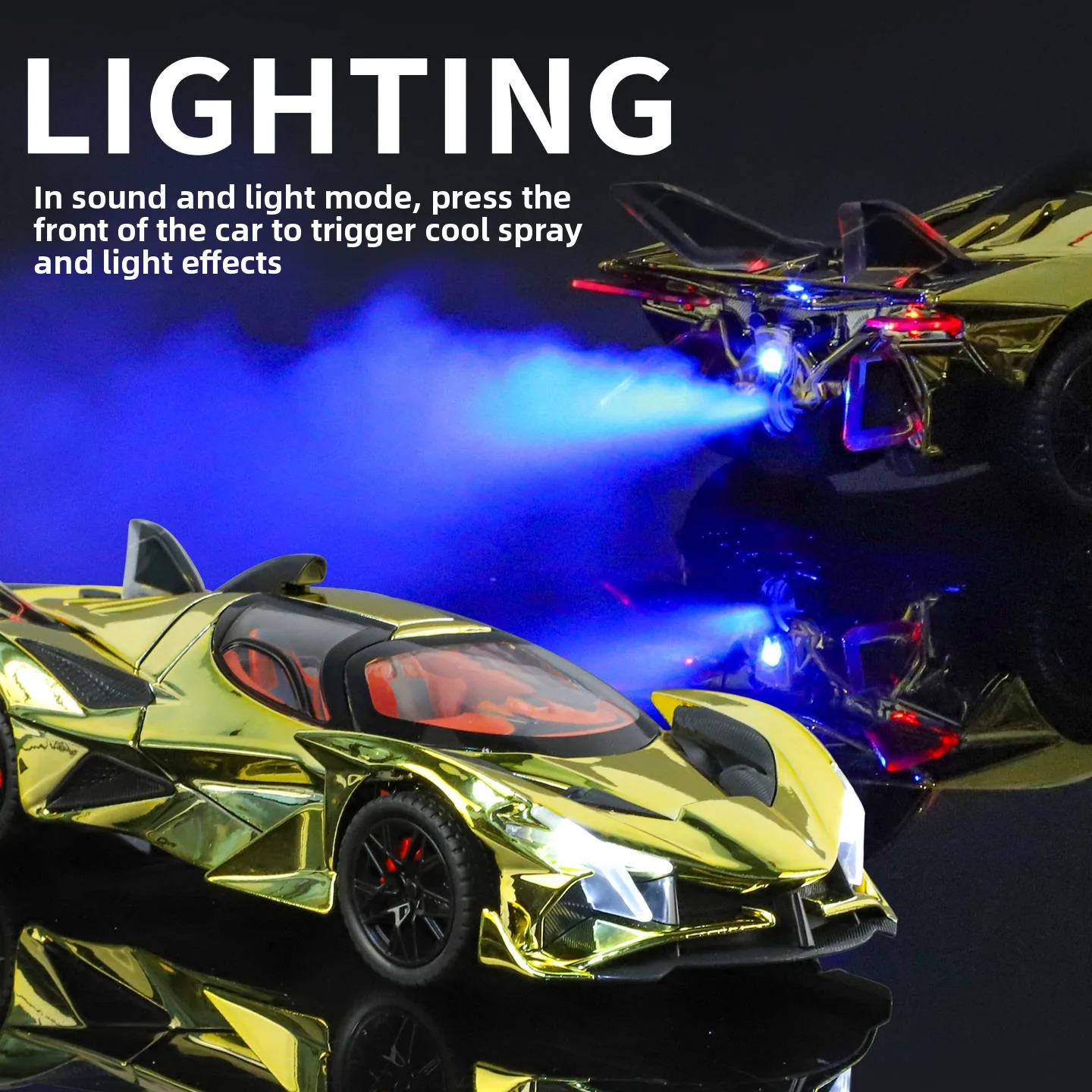 رذاذ 1:24 EVO IE سبيكة سيارة رياضية نموذج دييكاست لعبة ضوء الصوت التراجع الأبواب فتح سيارة مصغرة الأطفال هدية عيد ميلاد #3