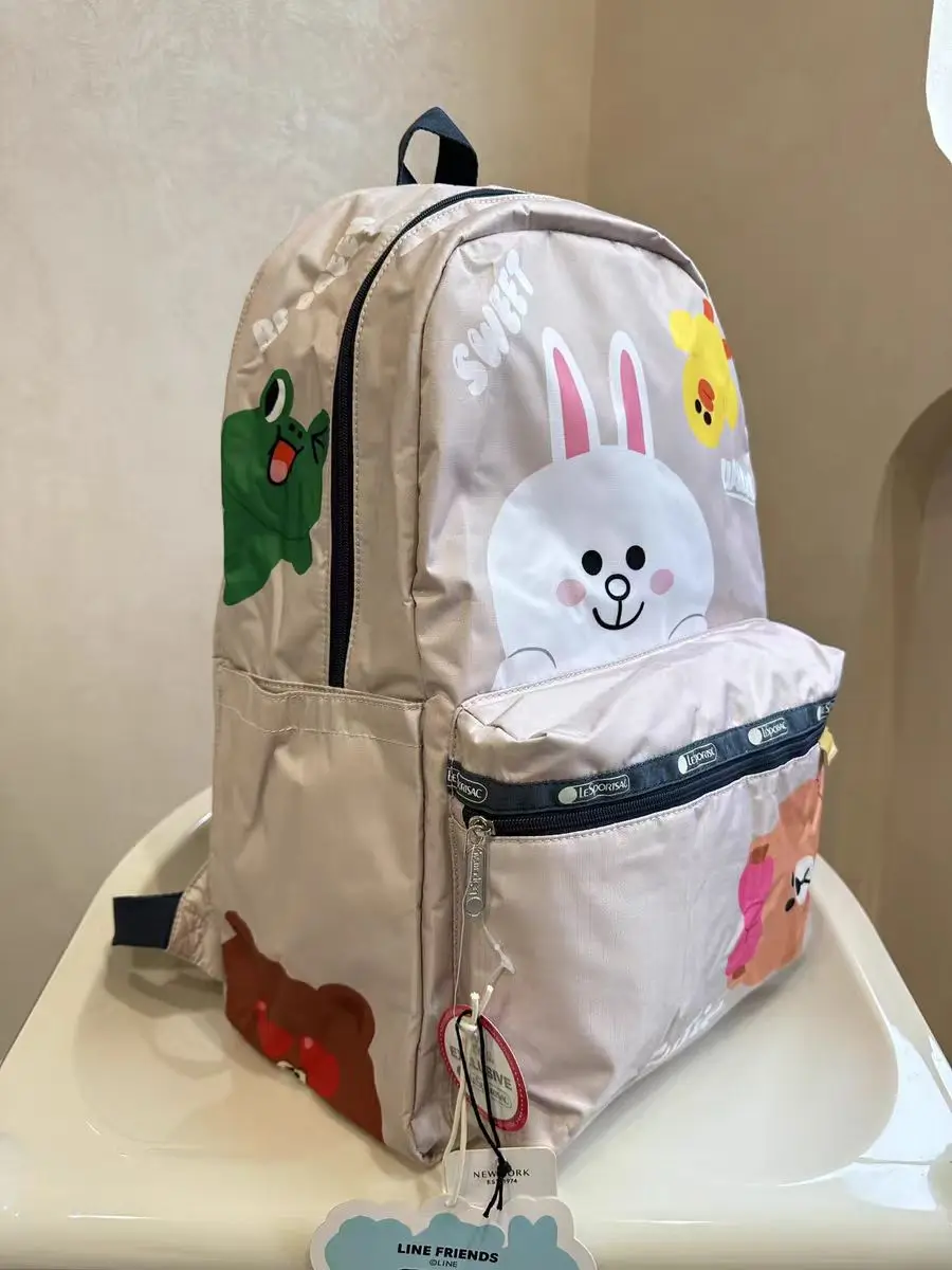 Mochila de gran capacidad con estampado de dibujos animados para mujer, Bolsa Escolar ligera