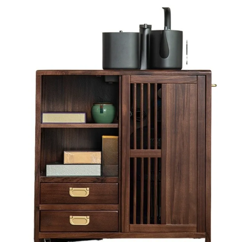 Solid wood coffee table living room tea table tea cabinet household kettle integrated sofa side cabinet