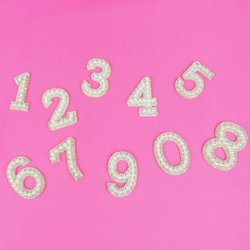 5cm Self-adhesive pearl number 0-9 Bag accessories Attach clothing shoes and hats decorative patches support Logo customization