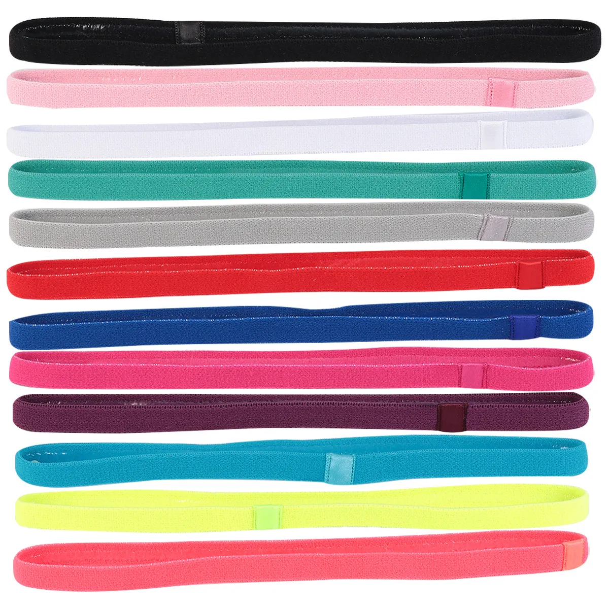 12Pcs Sports Headwear Set Elastic Yoga Hair Bands Adjustable Comfort Fit Anti-Slip Sweatband for Running Gym Outdoor Yoga