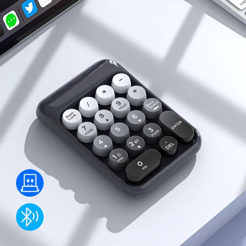 Bluetooth 2.4G wireless numeric keyboard retro color keycap keyboard financial mini wireless keyboard