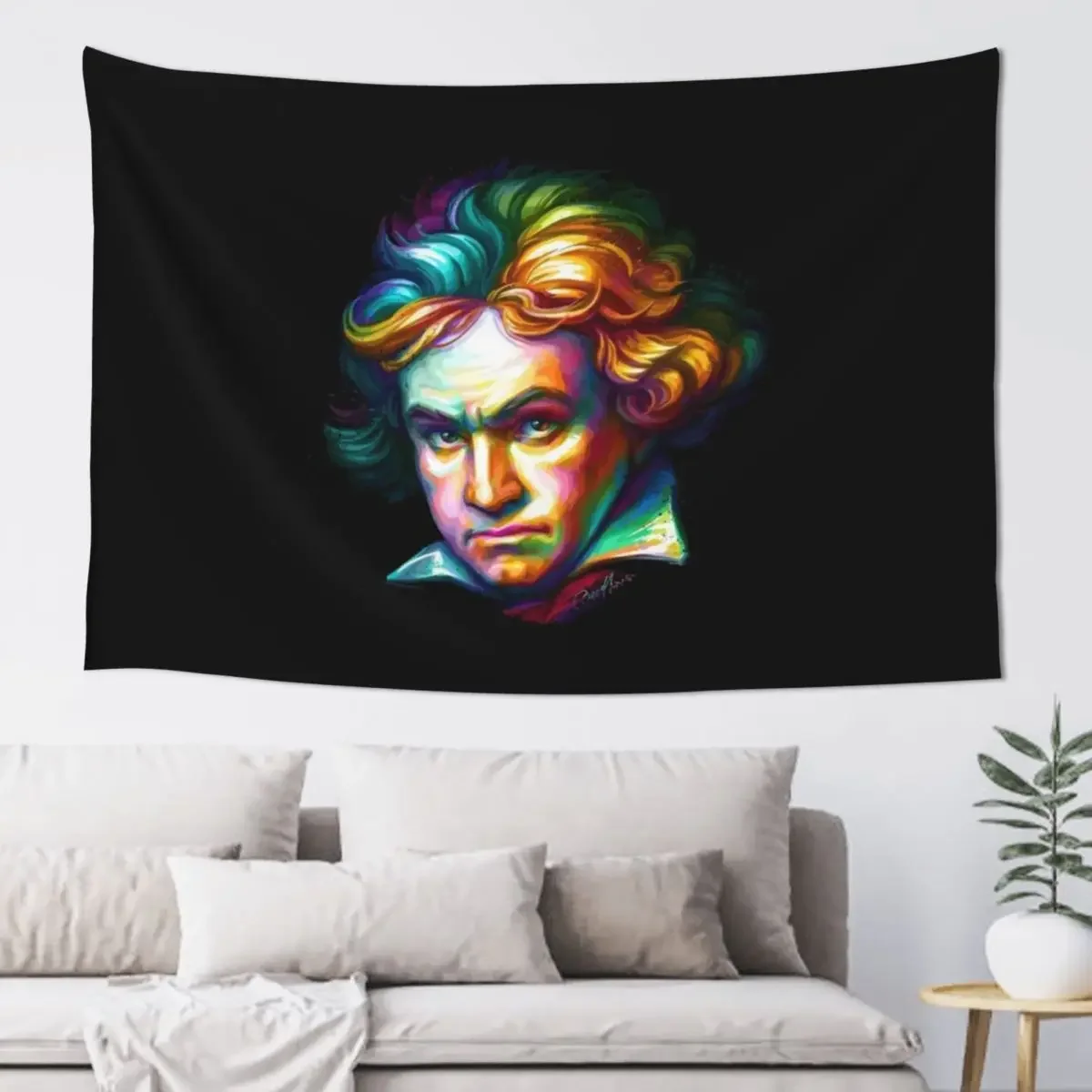 Ludwig van Beethoven Colorful Portrait Tapestry Cute Room Things Room Aesthetic Tapestry