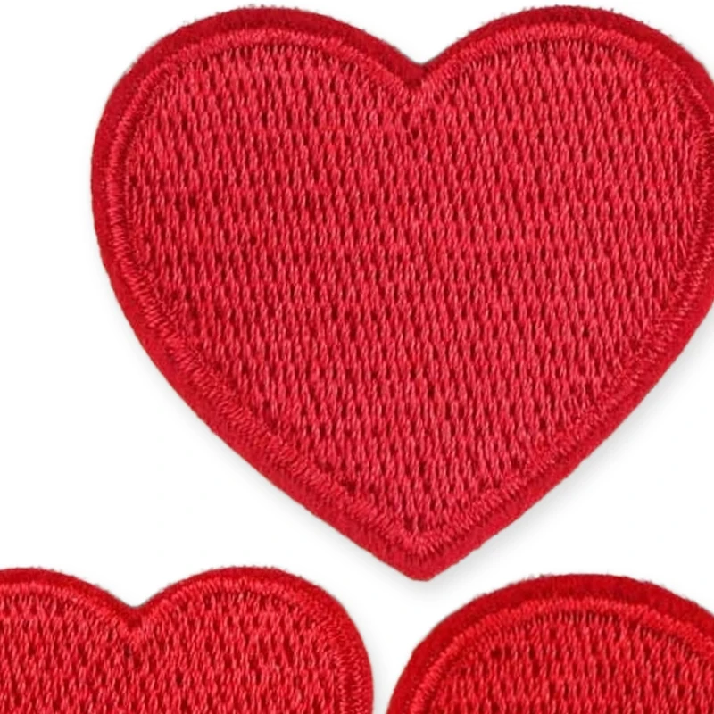 4 Stück rote Herz-Aufnäher in großer und kleiner Größe für Kleidung, Kinder, Mädchen, zum Aufbügeln, bestickte Jacken-Aufnäher, Stoffpackung, DIY-Näh-Aufkleber – Detail 3