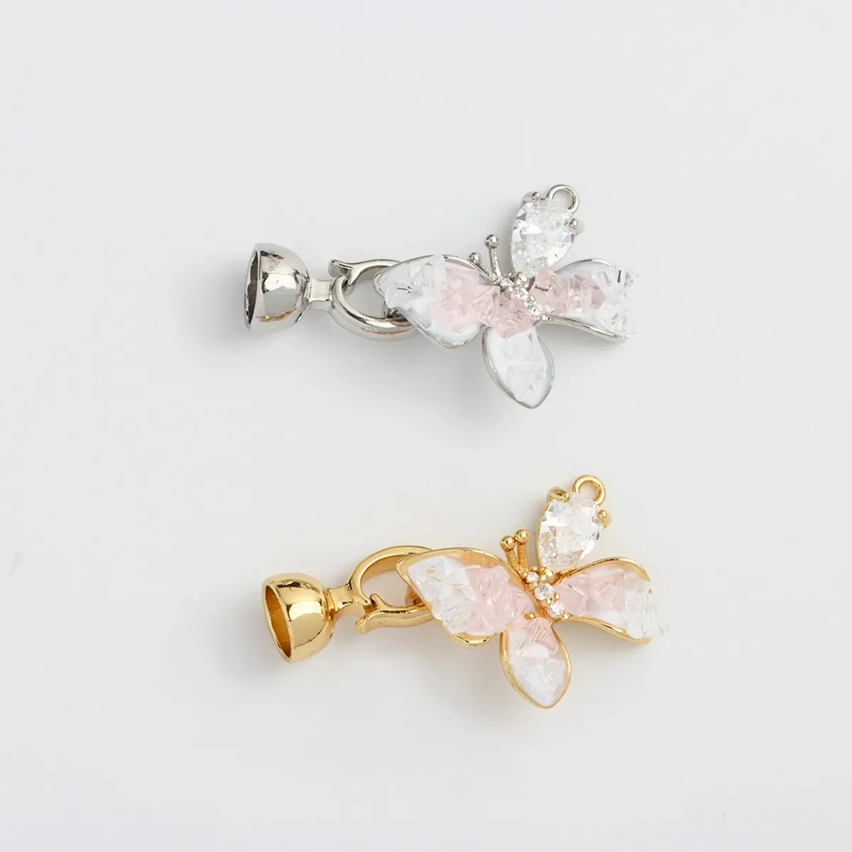 

18K Plated Real Gold Drip Crystal Butterfly Pearl Buckle End Buckle Connecting Buckle DIY Handmade Material Accessories