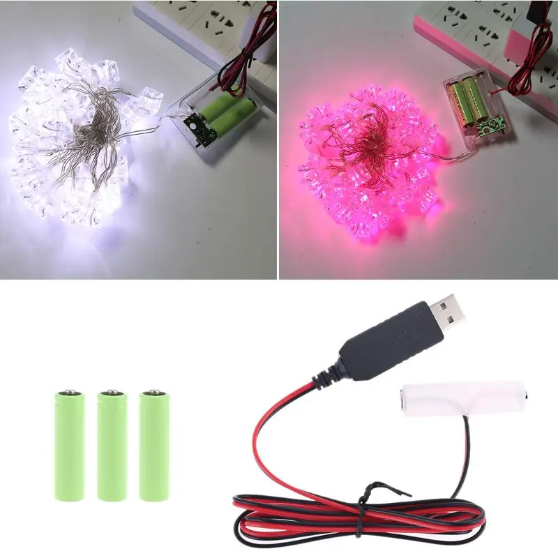 LR6 AA Battery Eliminator USB Power Supply Cable Replace 1-4pcs 1.5V AA Battery for Radio Electric Toy Clock LED Strip