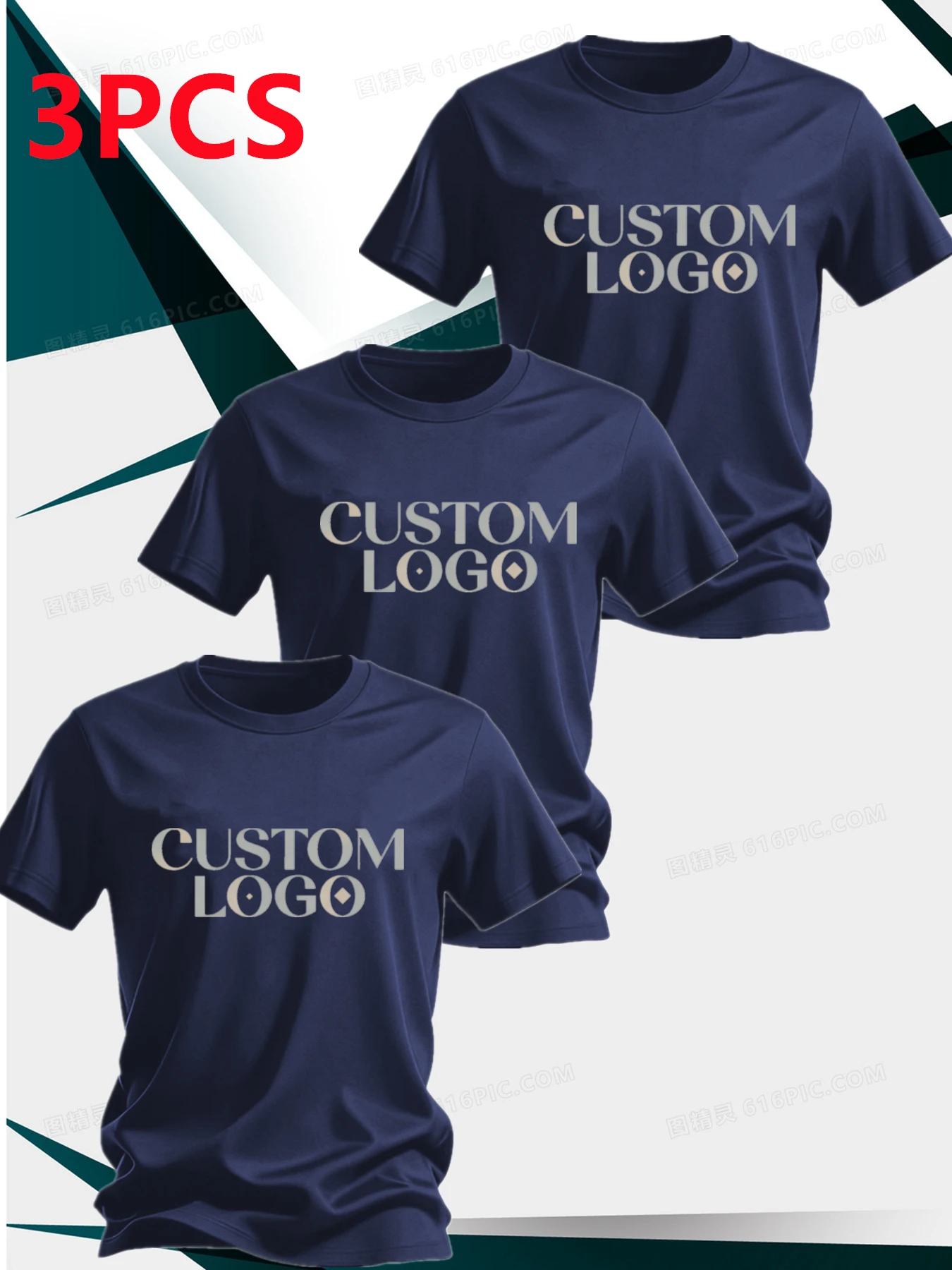 3-Piece Customized Print T Shirt Men Women Custom Tops Tees DIY Your Like Photo Or Logo T-shirt Personalized Men Clothing