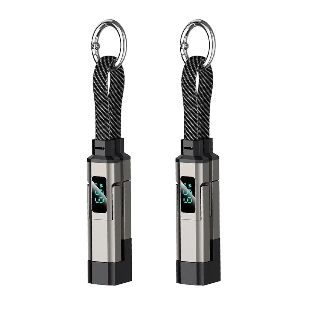 1/2PCS 4 in 1 65W Keychain Charging Cable USB C with V/A/W Display Type C for Apple Portable Cord for IPhone/iPad/Samsung/Laptop image 3
