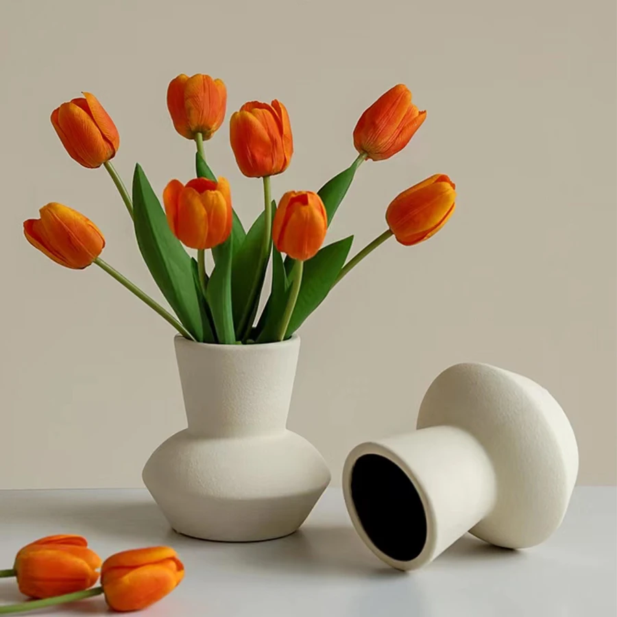 

Nordic White Ceramic Vase Porcelain Dry Flower Holder Modern Art Living Room Bedroom Office Desk Interior Decoration Gift