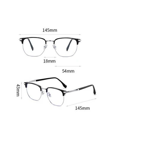 Imagen 2 del producto Montura de oro negro Anti rayos azules estudiante menos gafas de visión mujeres hombres gafas graduadas cuadradas montura 0-0,5-0,75 a-6,0