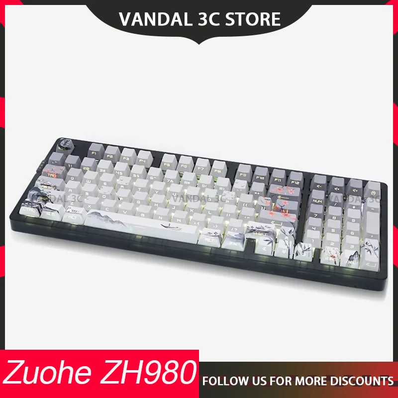 Zuohe ZH980 Mechanical Gamer Keyboard 3Mode 2.4G Bluetooth Wireless Keyboards 98Keys Keycaps PBT Customized Game Keyboards Gifts