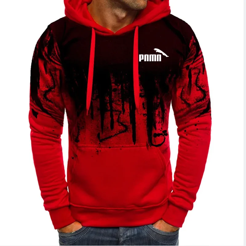 التدرج طباعة الرجال البلوز مقنعين البلوز ربيع الخريف اللياقة البدنية اليومية ملابس رياضية موضة هوديس غير رسمية ملابس فضفاضة