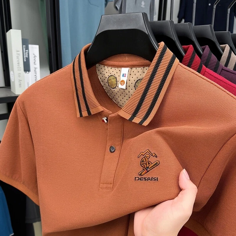

High Quality Embroidered Business Casual Polo Shirt Men Summer Short Sleeve T-shirts Social Office Sports Golf Polo Shirt 2025