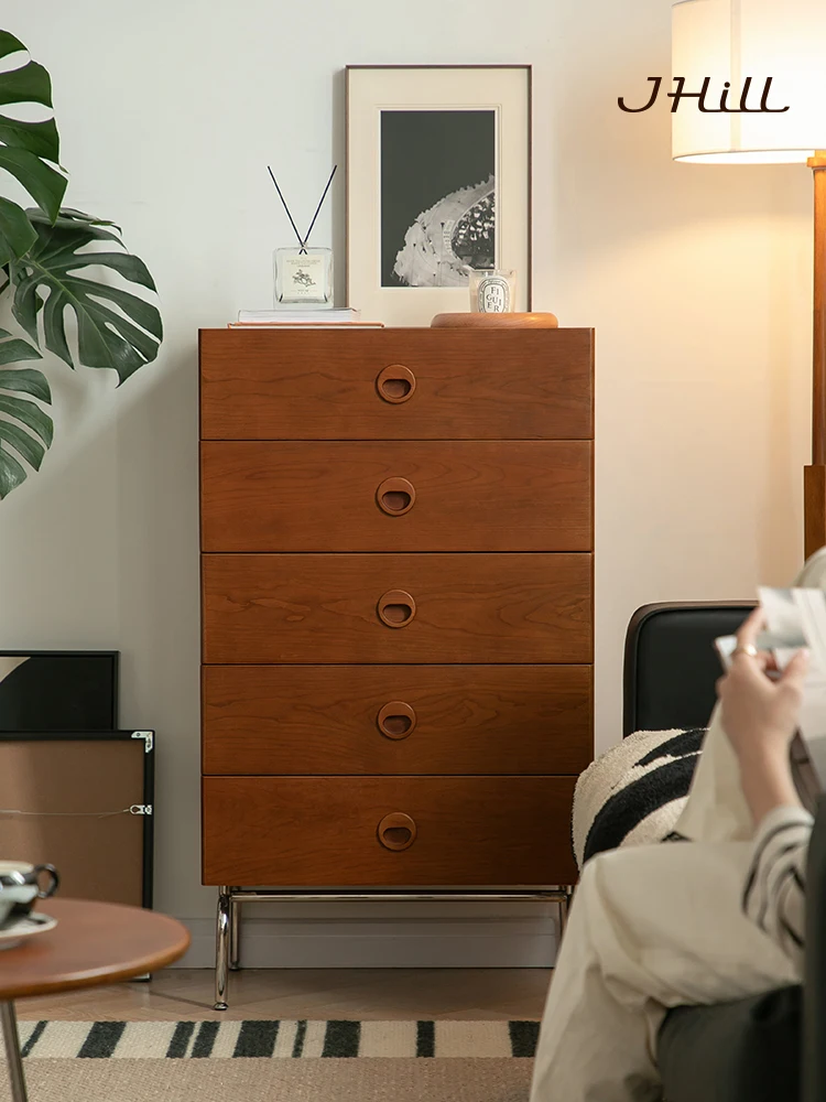 YFY  Nordic Solid Wood Chest of Drawers Retro Small Apartment Furniture Bedroom Locker
