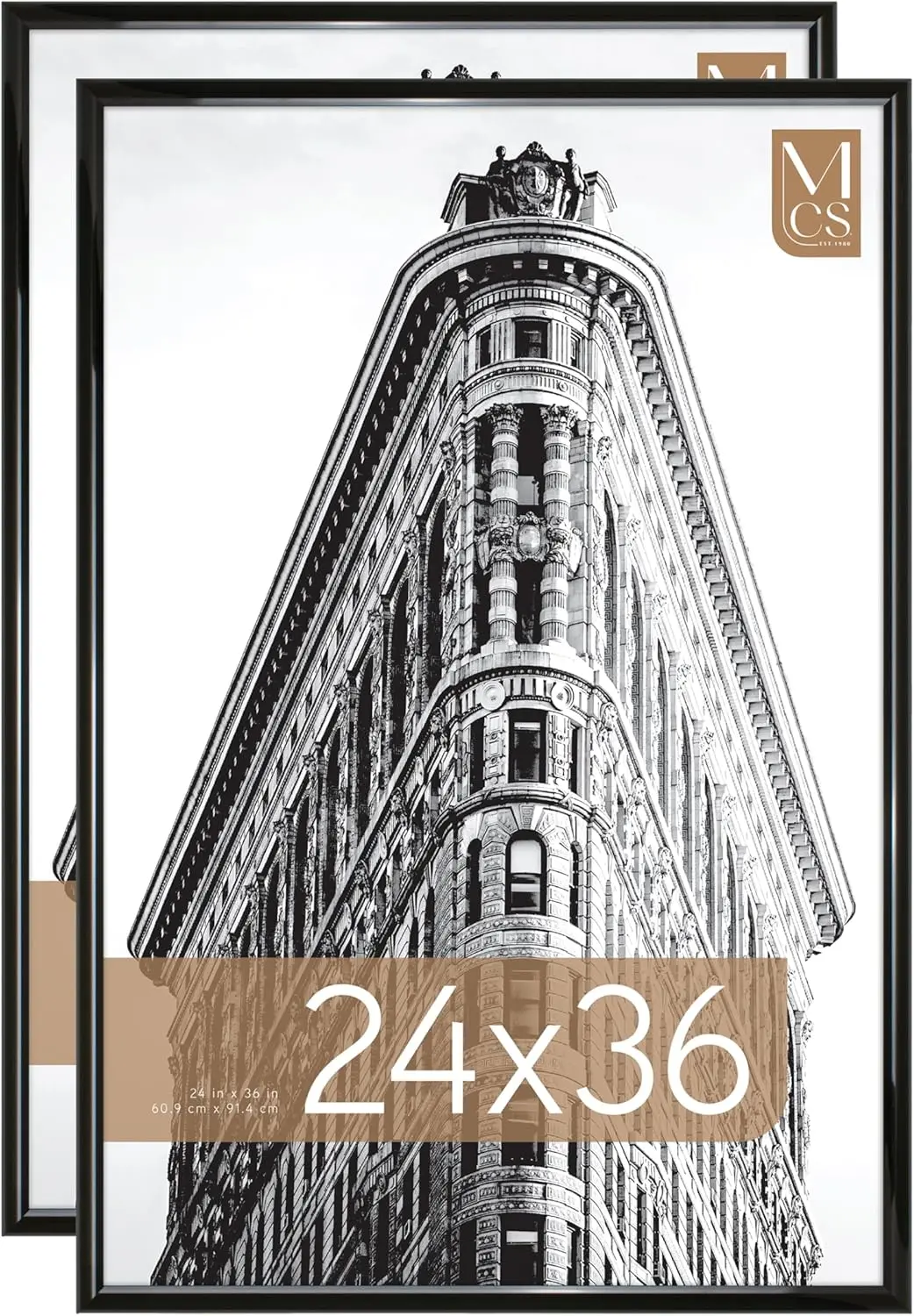 

Набор из 2 черных рамок для постеров 24x36 дюймов с глянцевой поверхностью для фотографий, постеров и художественных принтов, вертикальное/горизонтальное крепление на стену