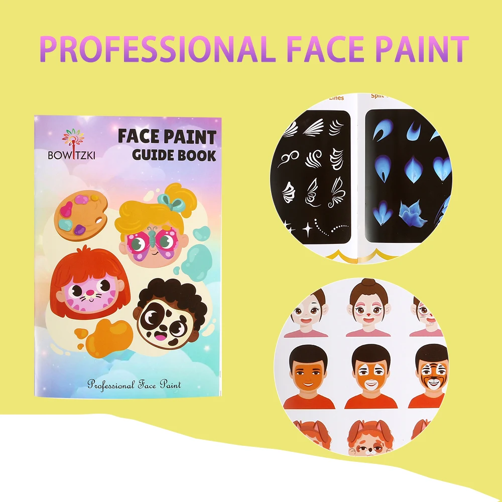 Bowitzki-Kit de pintura facial profesional para niños y adultos, juego de pintura Facial, paleta de pastel dividida de un solo trazo, pintura corporal hipoalergénica