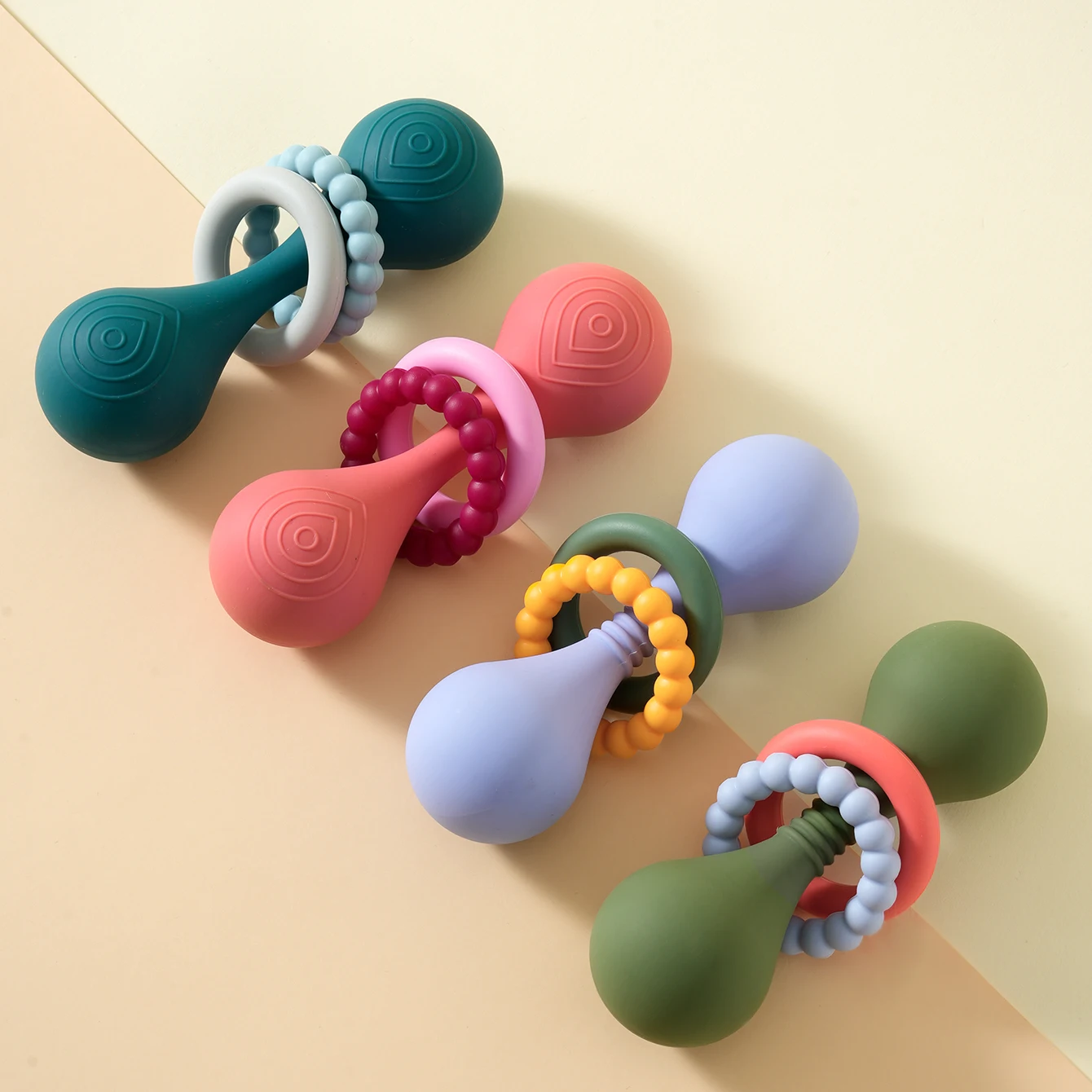 1PCS Baby Silicone Rattle Toys Hand Grip Baby Teething Toys Infant Hand Shake Toys Girl Boy Toys Baby Shower Gift Soft Baby Toys