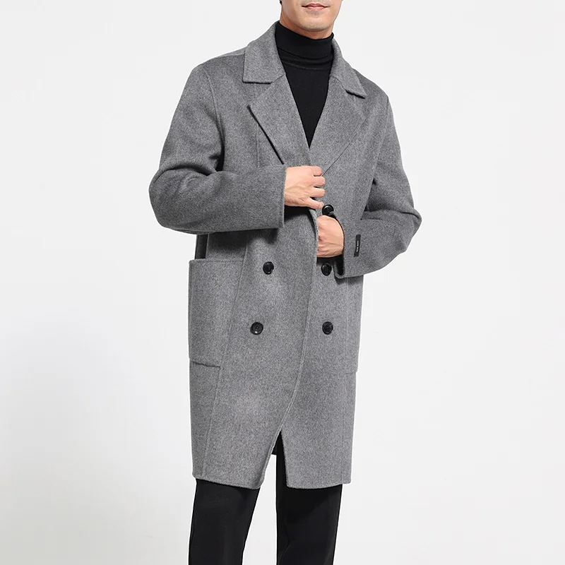 2024 New (100% Wool) Men's Wool Coat Medium to Long Size Business Classic Versatile Fashion Style