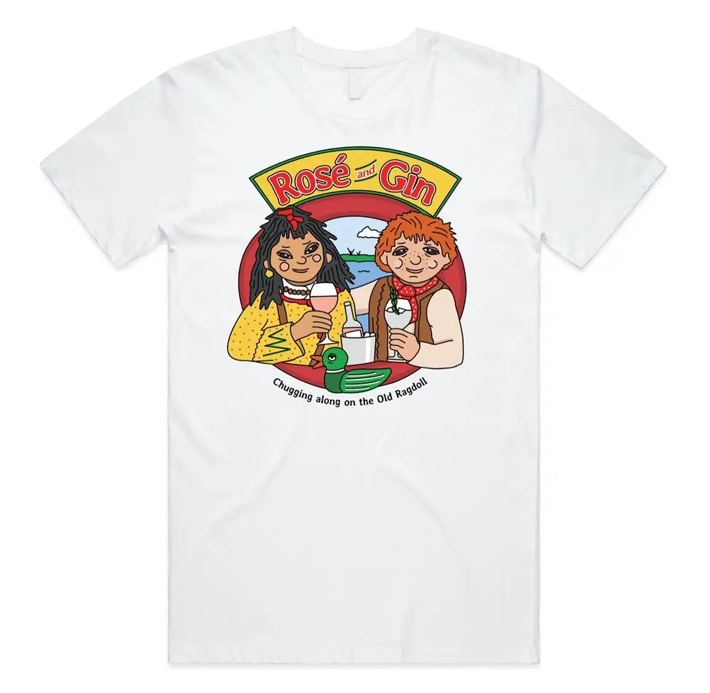 Rosé And Gin T-shirt Graphic Tee Funny 90's TV Show Rosie And Jim Boat Wine Anime Graphic T-shirts High Quality 100%Cotton