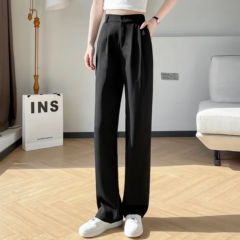 

Bla Suit Straight Leg Pants Women's Spring Summer Versatile Slimming High Waist Dra Wide Leg Casual Trousers