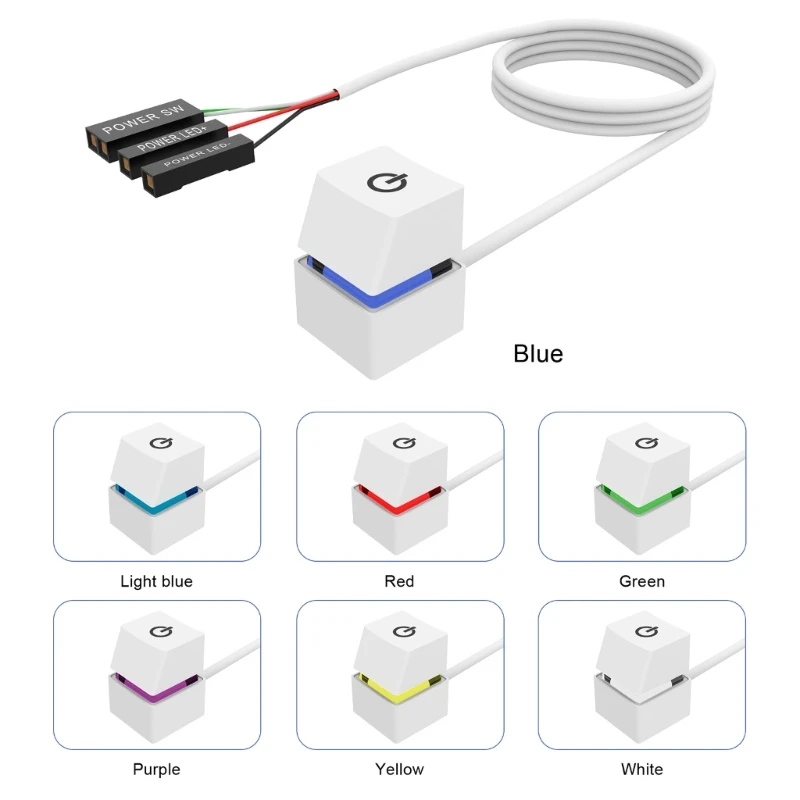 Cable extensión botón encendido/apagado arranque externo F3KE, luz LED colorida 2m, interruptor escritorio