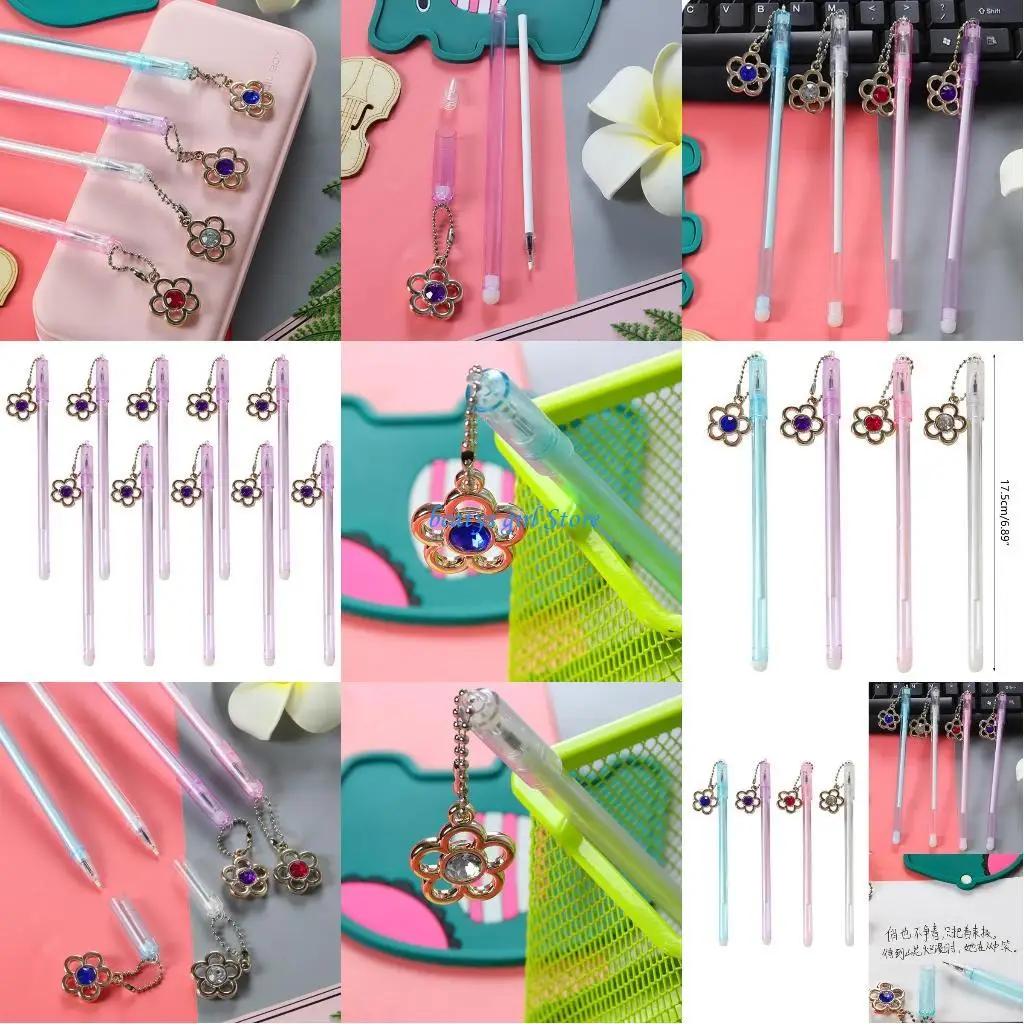 

C7AB 10 Pcs Plum Pendant Gel Pens 0.5mm Neutral Pens School Office Supplies for Kids
