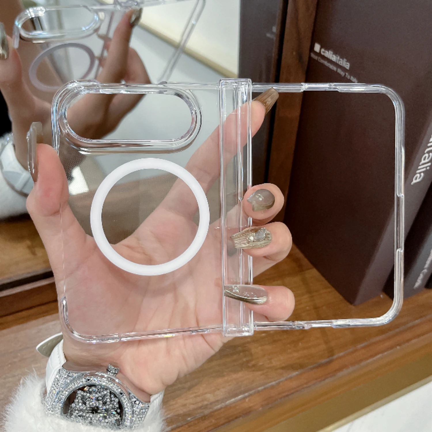 Coque de téléphone magnétique transparente de luxe pour Magsafe pour iPhone Ultra Hinge 3 en 1, fine et antichoc pour iPhone 18 Fold