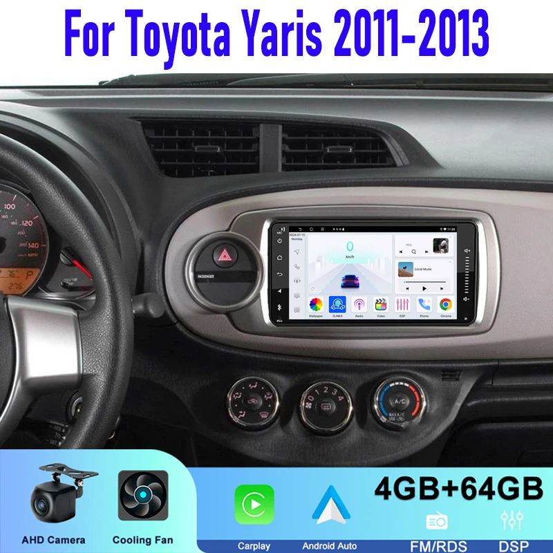 

GPS 7" For Toyota Yaris 2011-13 Apple Carplay Android Auto Car Stereo Radio Wireless Reversing Image Camera Navi 4GB-64GB WIFI