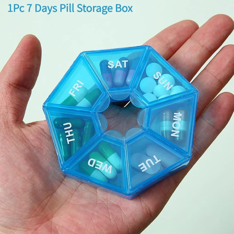 *7 Day Pill Storage Organizer Portable Travel Sealed Medicine Box Food Grade Safe Material for Business Trip Vacation