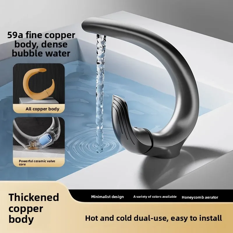 Creative All-Copper Sink Faucet with Separate Hot and Cold Water Controls for Bathroom Sinks—Explosion-Proof Design