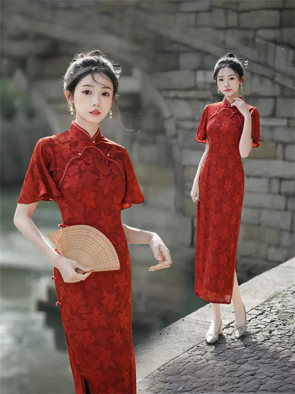 Summer New Improved Cheongsam Youth Style Daily Slim-fit High Waist Temperament Qipao Bridal Red Chinese Traditional Toast Dress