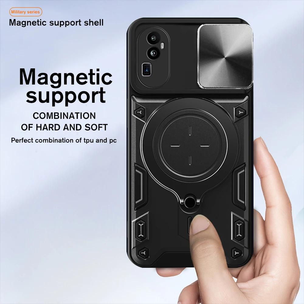 For Oppo Reno10 Pro+ Case Push Camera Shockproof Cover Orro Reno10Pro+ Reno 10 Pro Plus 5G CPH2521 Car Magnetic Ring Stand Funda