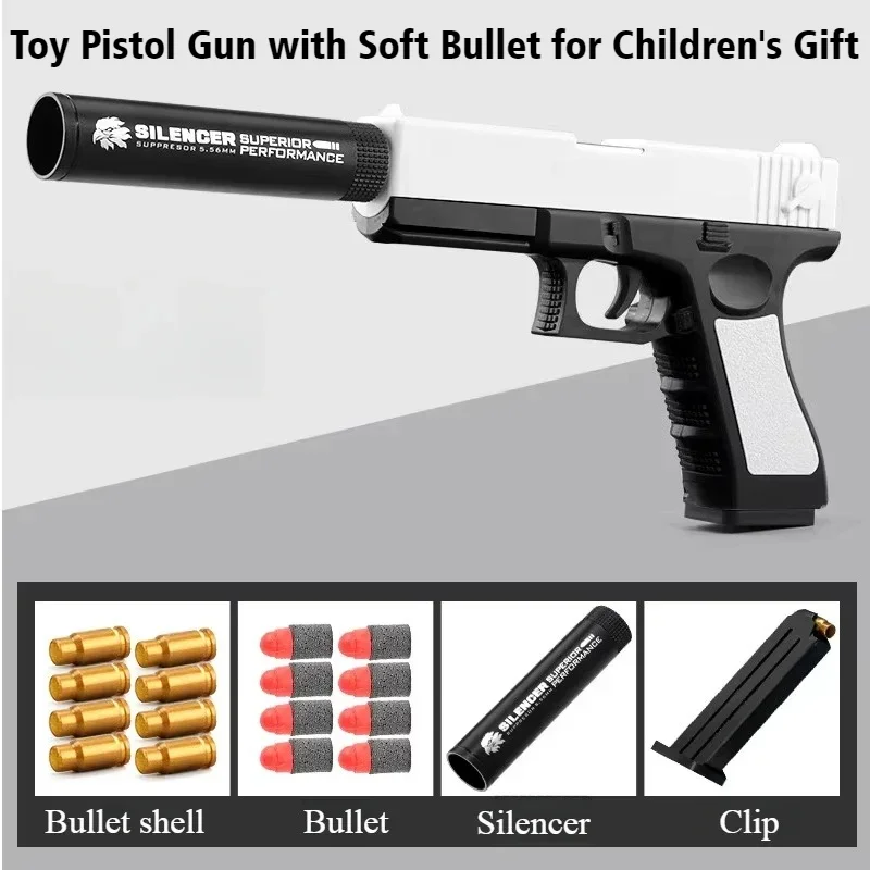 

2025 New Shell Ejecting GLK Guns Airsoft Pistol with Soft Bullets Toys Gun Soldier Children Armas Blaster Shoot Outdoor Game Boy