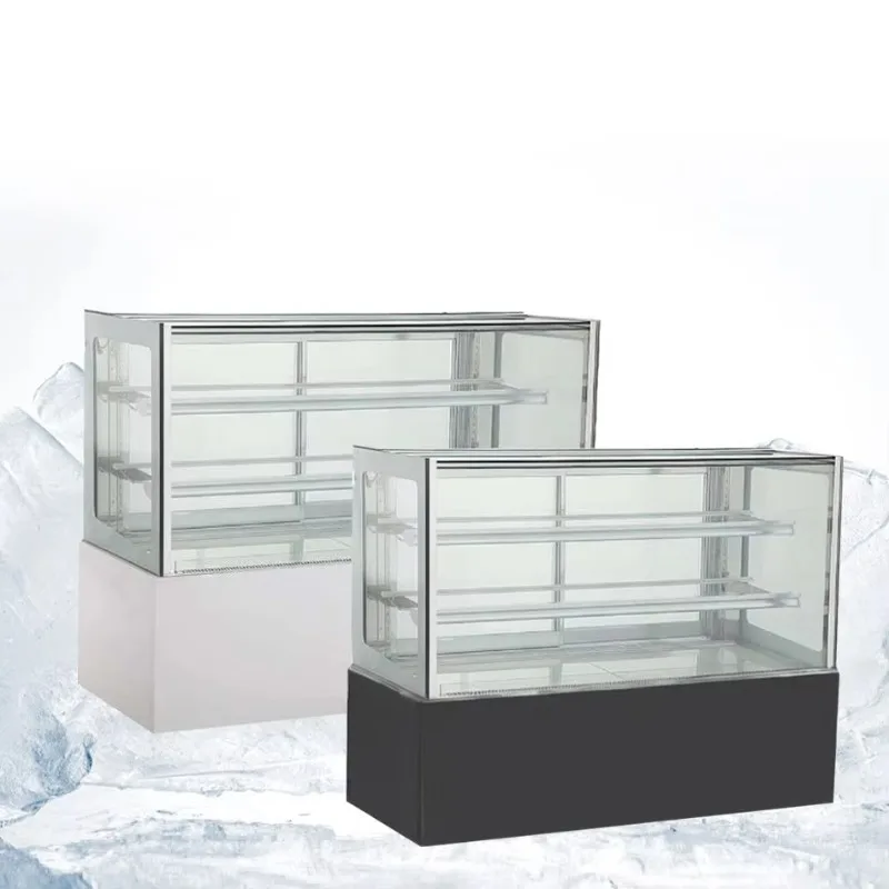 Lemari Pendingin Showcase Kue Komersial 1.2m dengan Lampu LED dan Kaca Persegi untuk Display Toko Roti