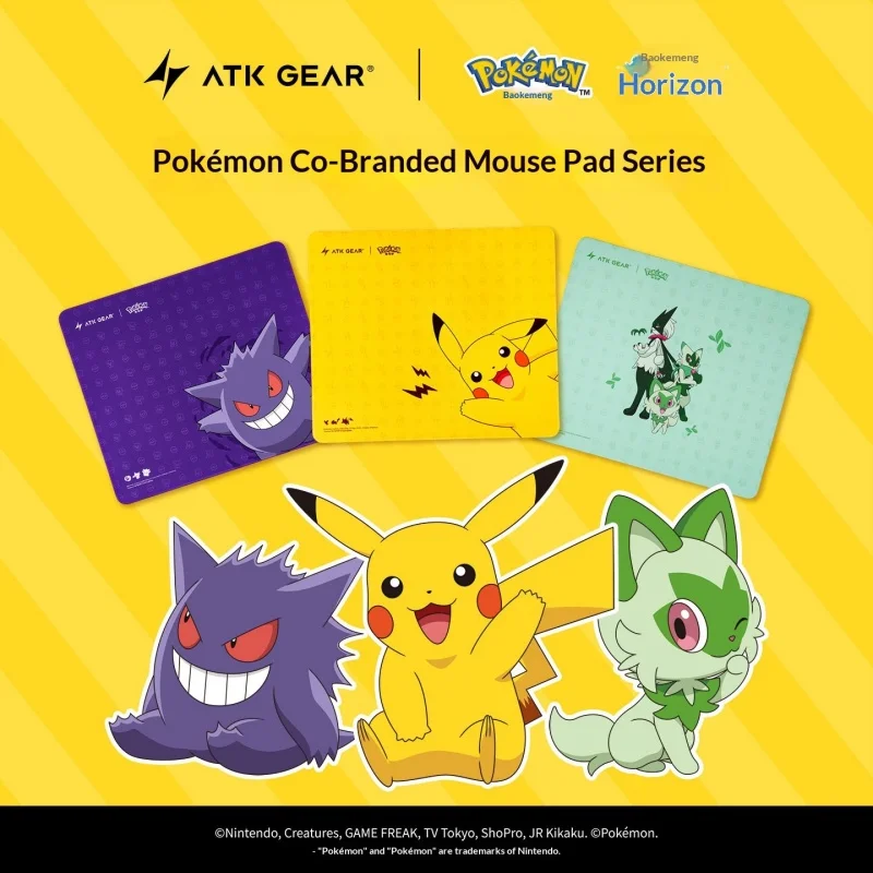Genuine ATK PKM Collaboration Mouse Pad Pikachu Gengar Sprigatito Extra Large Gaming Esports Office FPS Dedicated Mousepads Gift