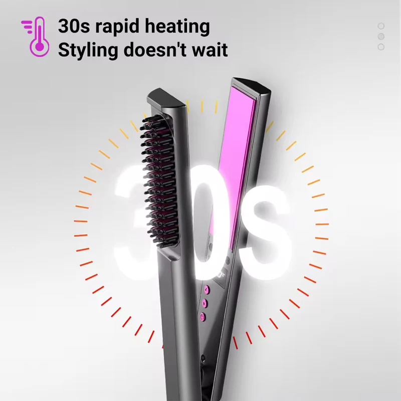 Multifunctional Hair Straightening Curling Comb Hair Styling Clip Board Portable Straightener Curler Tool for Home Salon Use