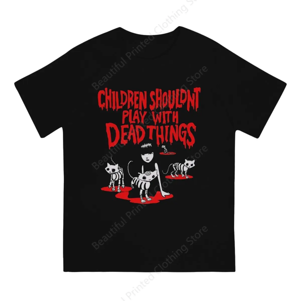 100% Cotton  T-shirt Emily the Strange children shouldn't play with dead things Print Cool Men's Women's T-Shirts