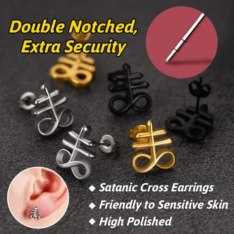 Fashion Stainless Steel Leviathan Cross Earrings for Men Women Hot Sale Religious Amulet Earrings Jewlery Punk Earring Gifts