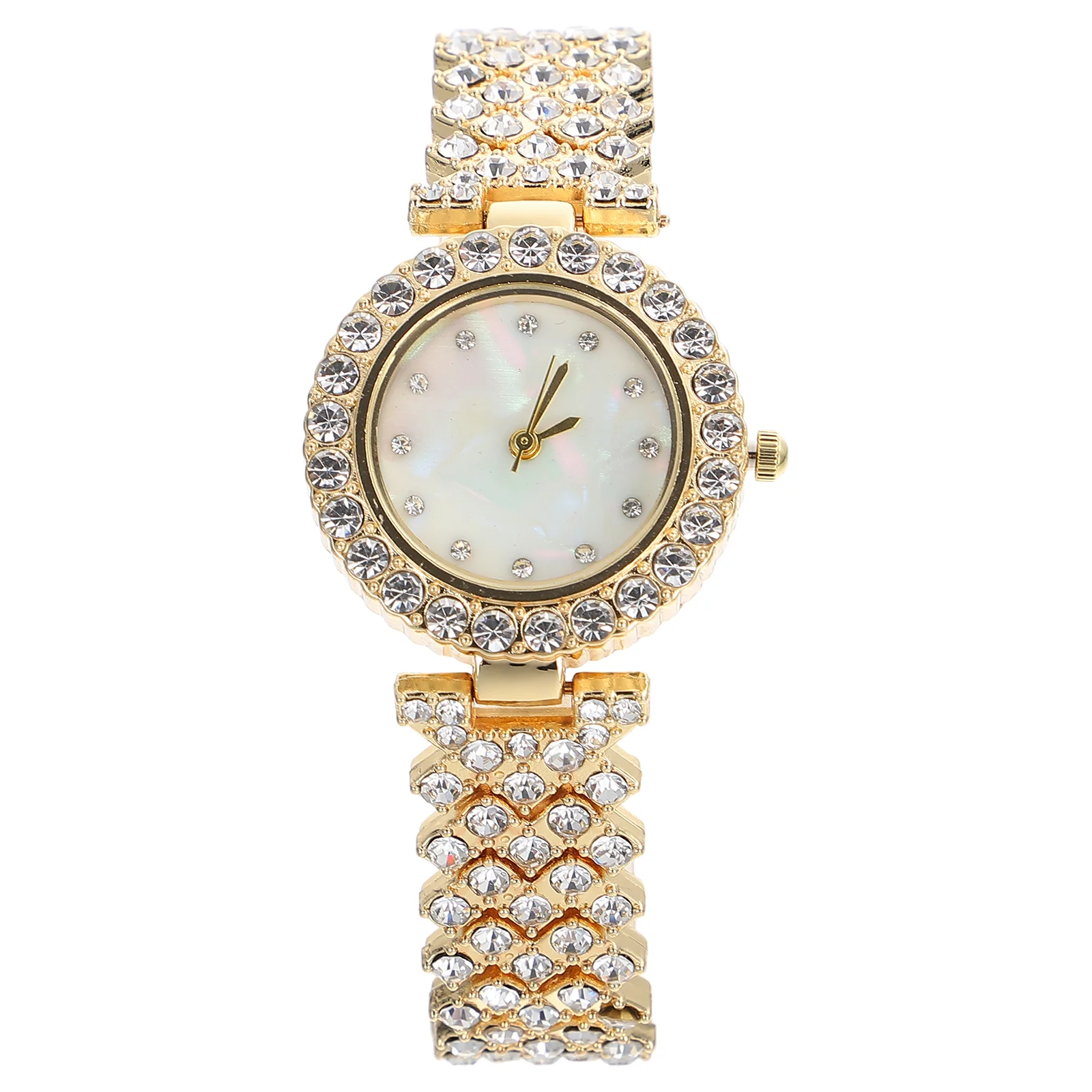 Fashion Watches for Women Ladies Golden Diamond Rhinestones Wrist Ordinary Glass Mirror