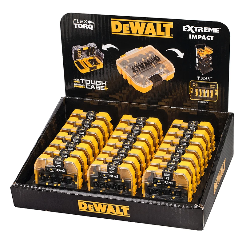 DEWALT DT70555T 25PCS FLEXTORQ PH2 25mm Imapct Drill Bits Black Sets With Small Tough Case For Power Screwdriver