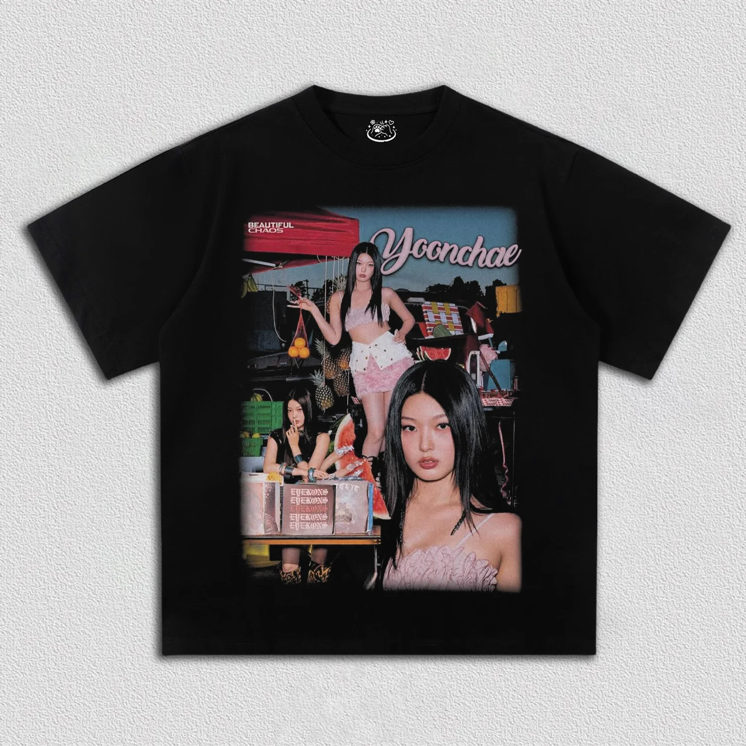 KATSEYE تي شيرت مطبوع المرأة كبيرة الحجم Y2k قصيرة الأكمام عالية الجودة Harajuku فضفاضة الملابس النسائية الكورية Kpop الفرقة جريل المجموعة #4